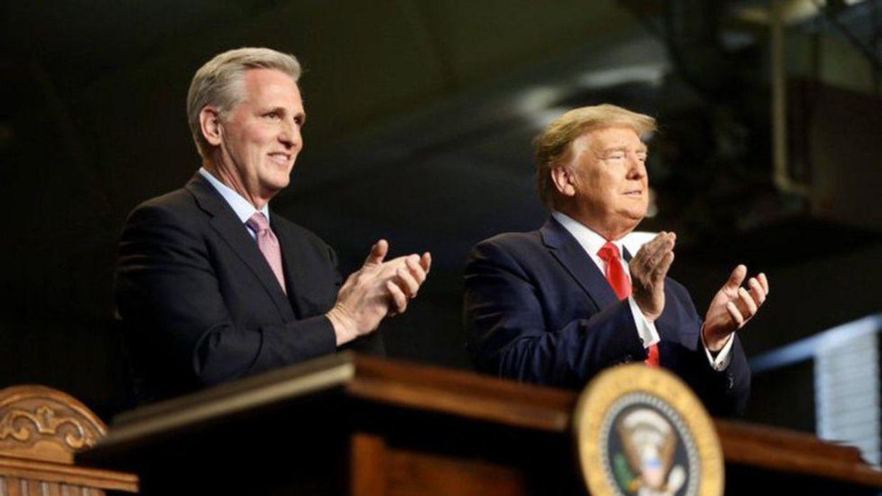 House Minority Leader Kevin McCarthy, left, and former President Trump.