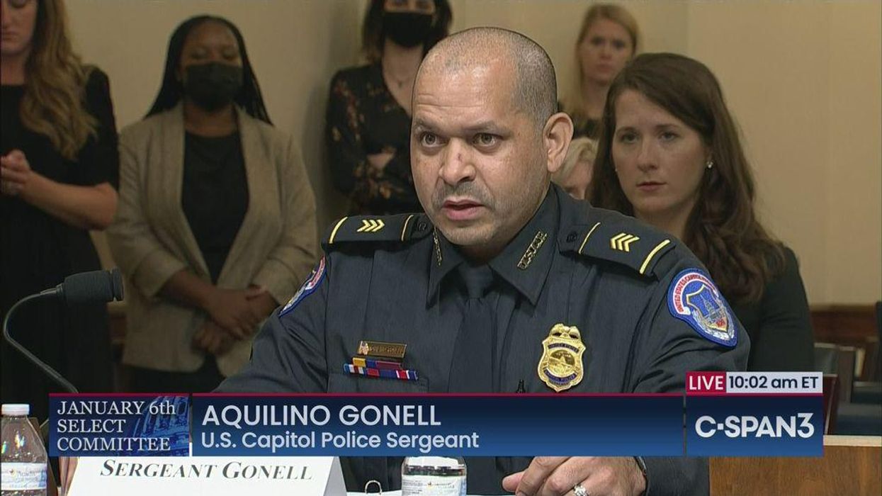 Sgt. Aquilino Gonell testifies in front of the Select Jan. 6 Committee. 