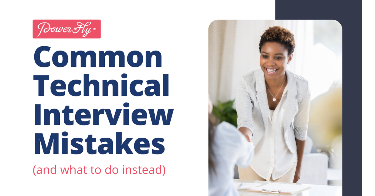 Blog post banner with a person smiling and title Common Technical Interview Mistakes