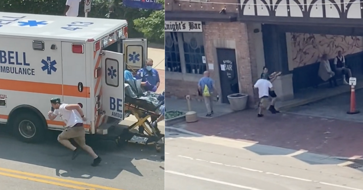 Guy Jumps Off Stretcher And Sprints Away Before He Can Be Loaded Into Ambulance In Wild Video