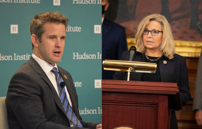Reps. Adam Kinzinger, left, and Liz Cheney