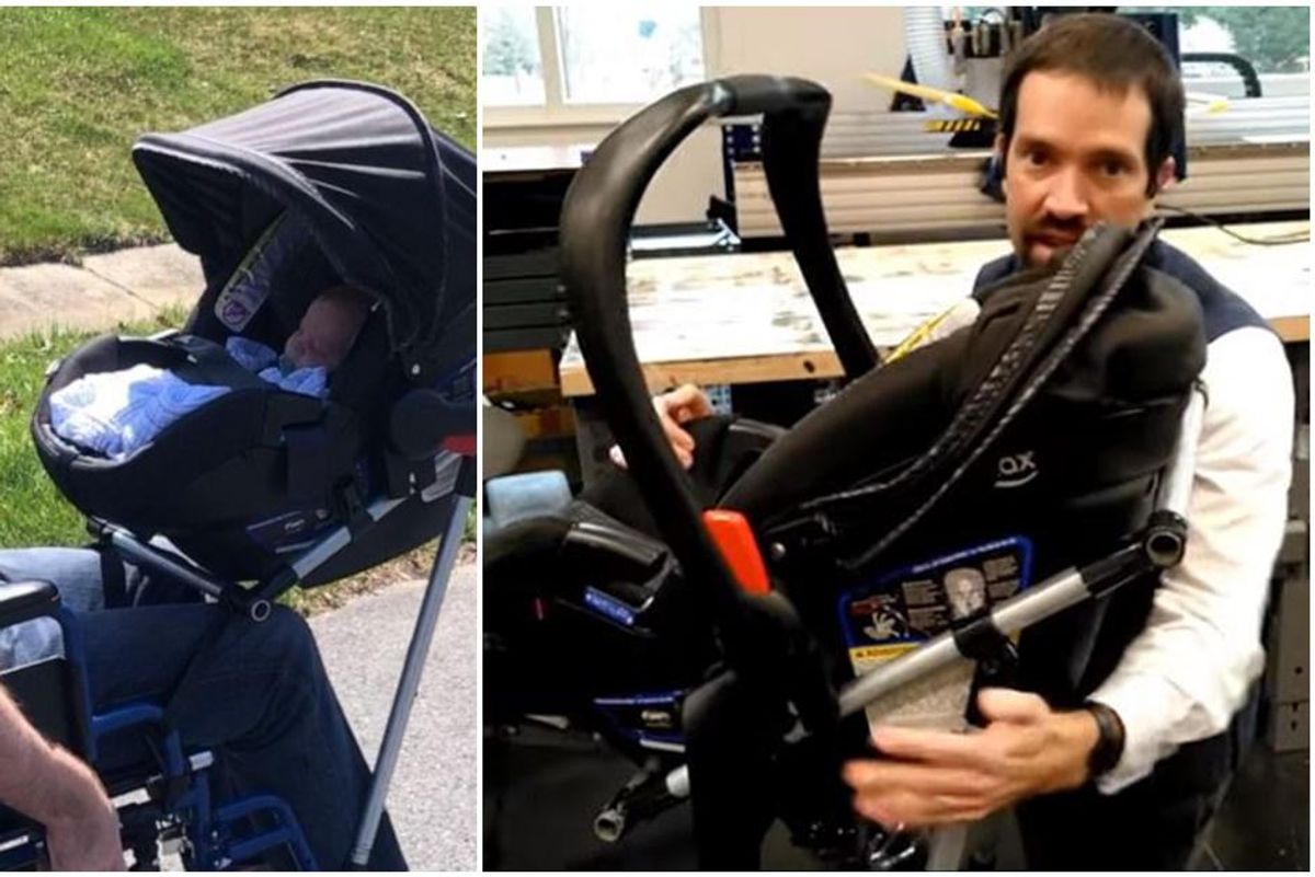 Dad with impaired mobility can walk his newborn after crafty teens built him a 'wheestroll'