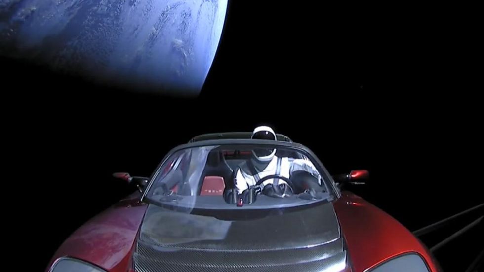 The "Starman" in the Tesla Roadster that Elon Musk sent to space for some reason.