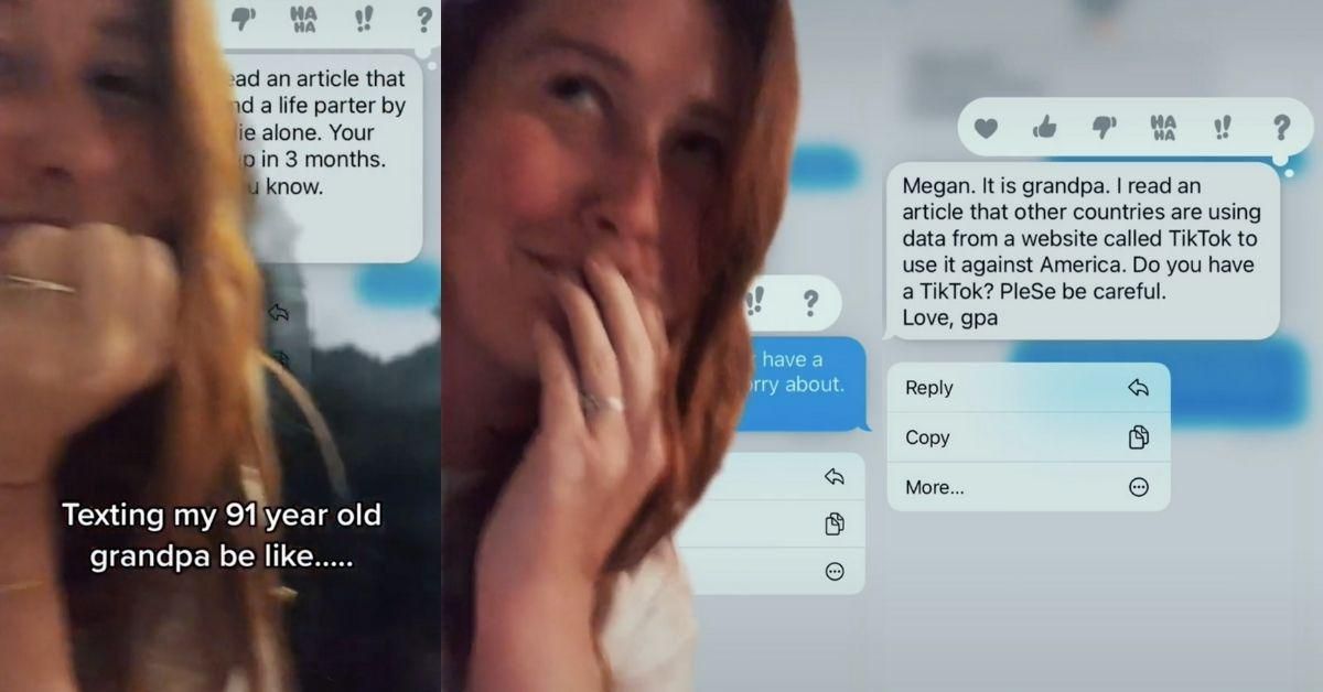 Woman Shares The Hilariously Brutal Texts Her 91-Year-Old Grandpa Has Sent Her In Viral TikTok