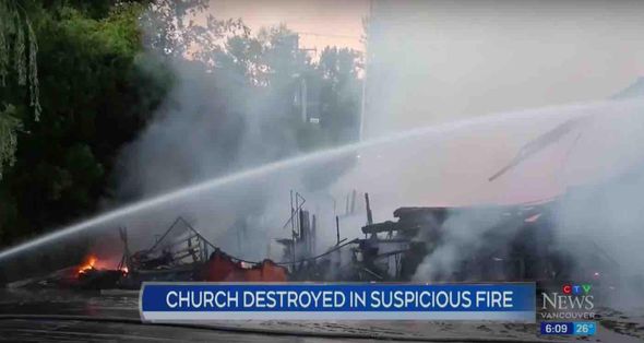 Despite video of hooded figure setting fire to Canadian church, officials uncertain if blaze days later that burned same church to ground was arson