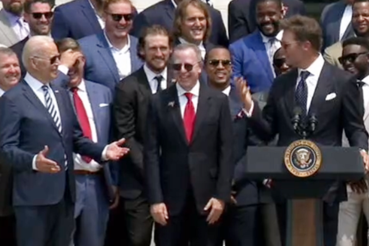 Tom Brady showed up at the White House and made some pointed election jokes with Joe Biden