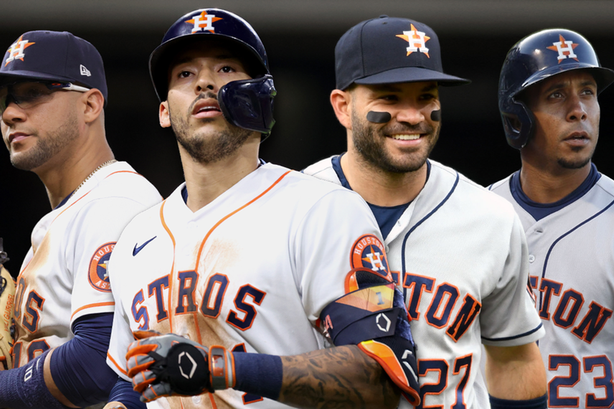 Astros Yuli Gurriel, Carlos Correa, Jose Altuve, Michael Brantley