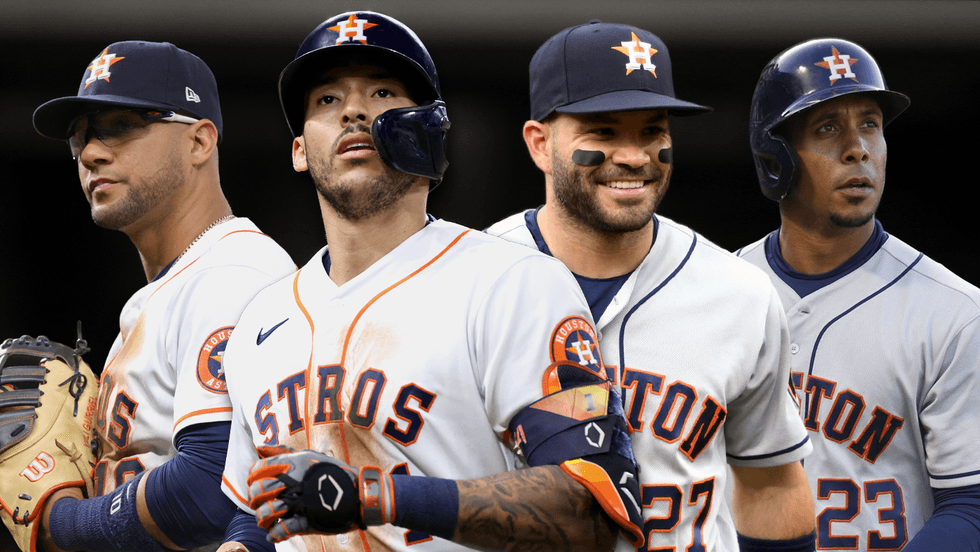 Astros Yuli Gurriel, Carlos Correa, Jose Altuve, Michael Brantley