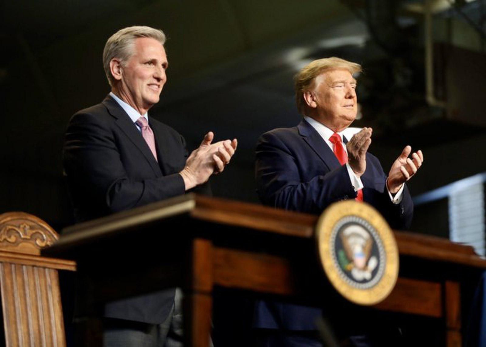House Minority Leader Kevin McCarthy, left, and former President Trump. 