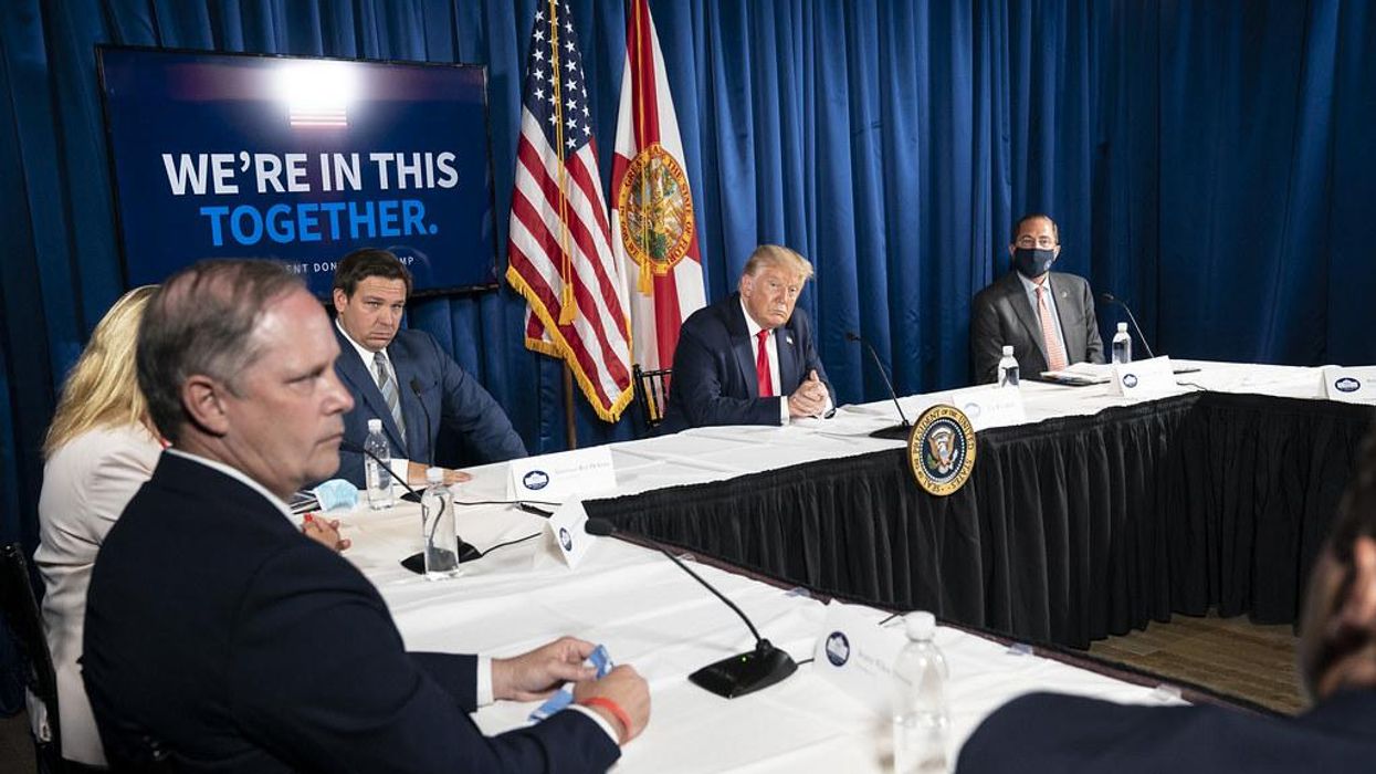 Former President Trump meets Gov. Ron DeSantis in Florida to discuss COVID-19.
