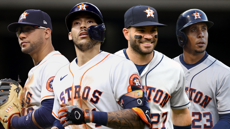 Astros Yuli Gurriel, Carlos Correa, Jose Altuve, Michael Brantley