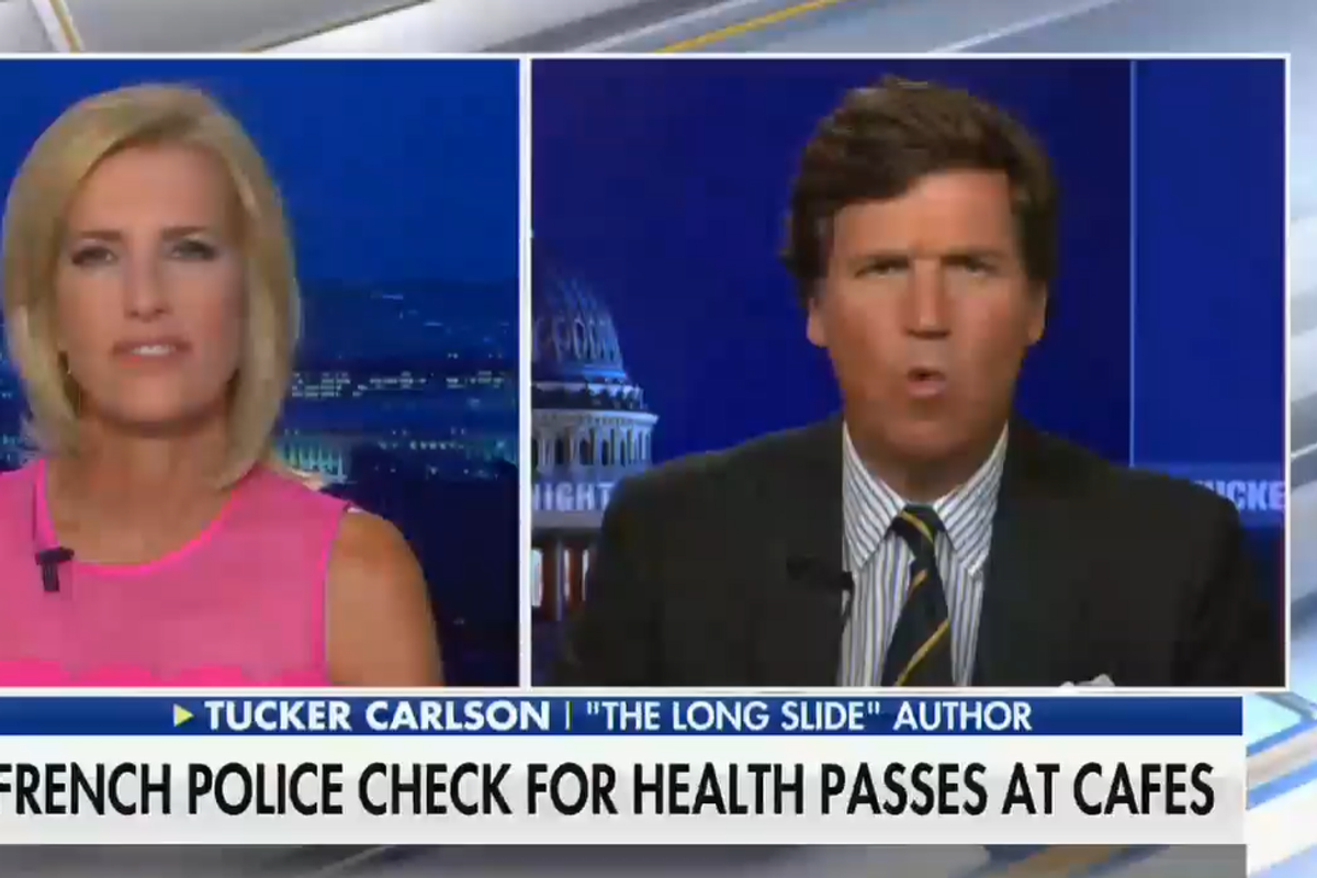 Tucker Freaking Out About Liberals Sterilizing Him Or Something