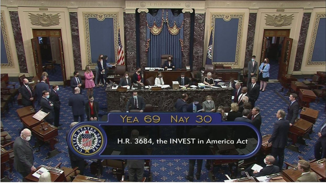 Senate vote of bipartisan infrastructure bill.