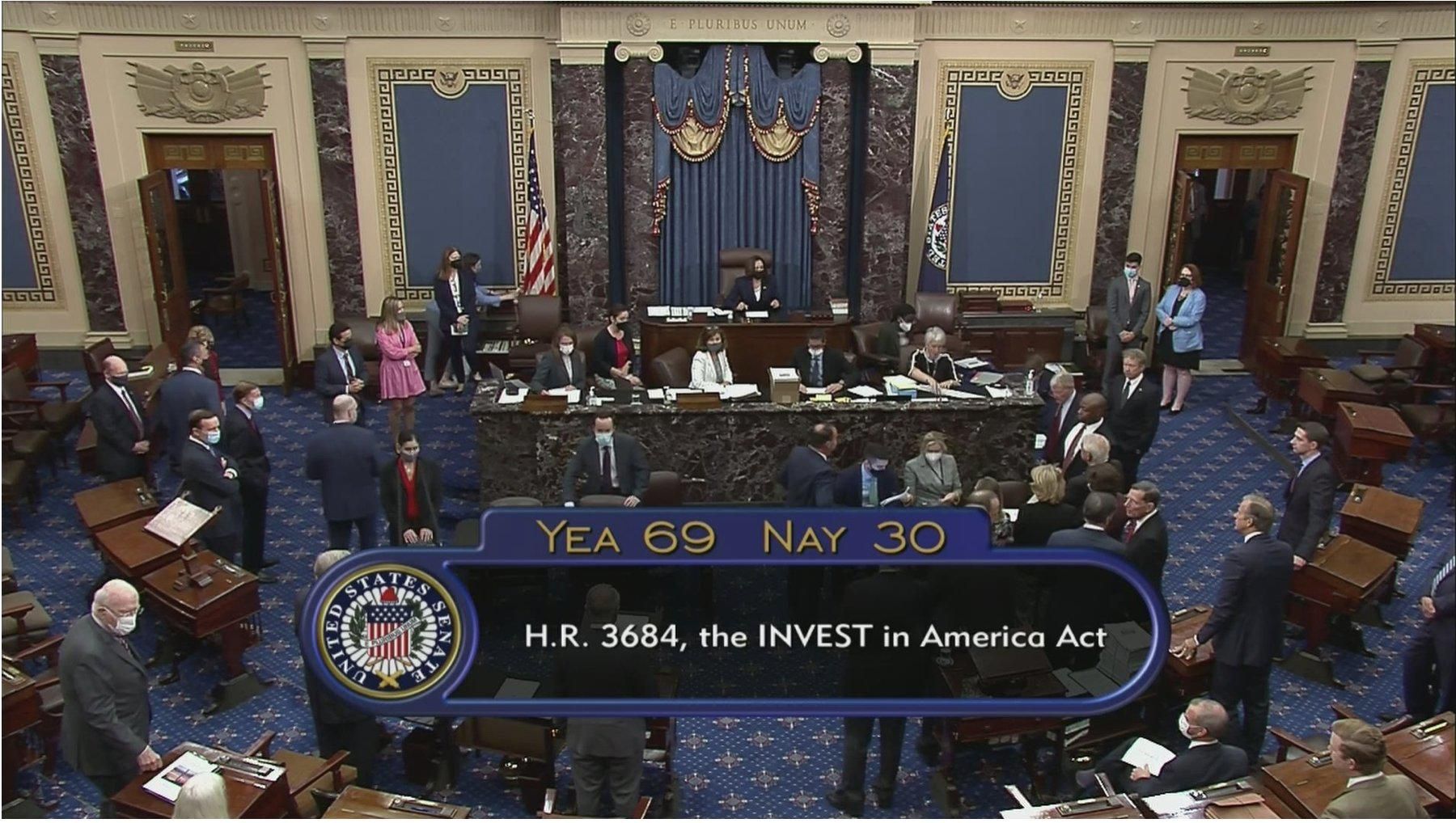 Senate vote of bipartisan infrastructure bill.