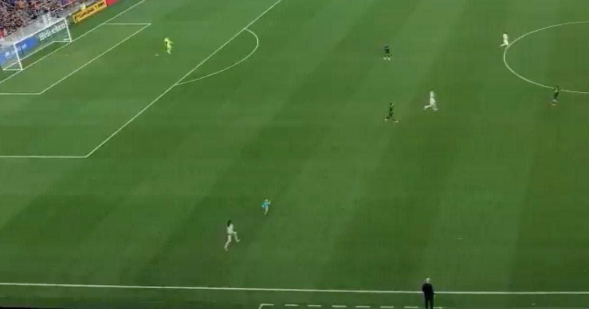 Mom slide-tackles her 2-year-old who bolted onto the pitch during Major League Soccer game