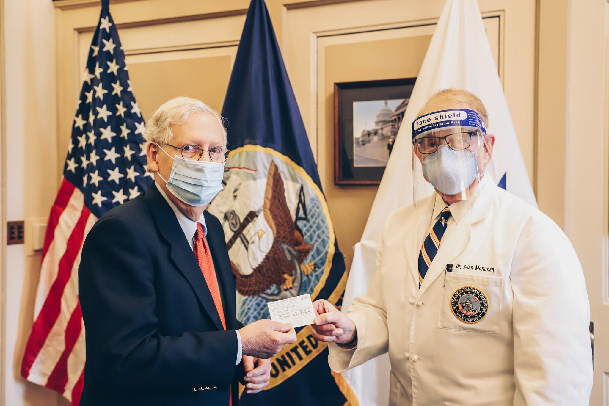 Senate Minority Leader Mitch McConnell receives the COVID-19 vaccine. 