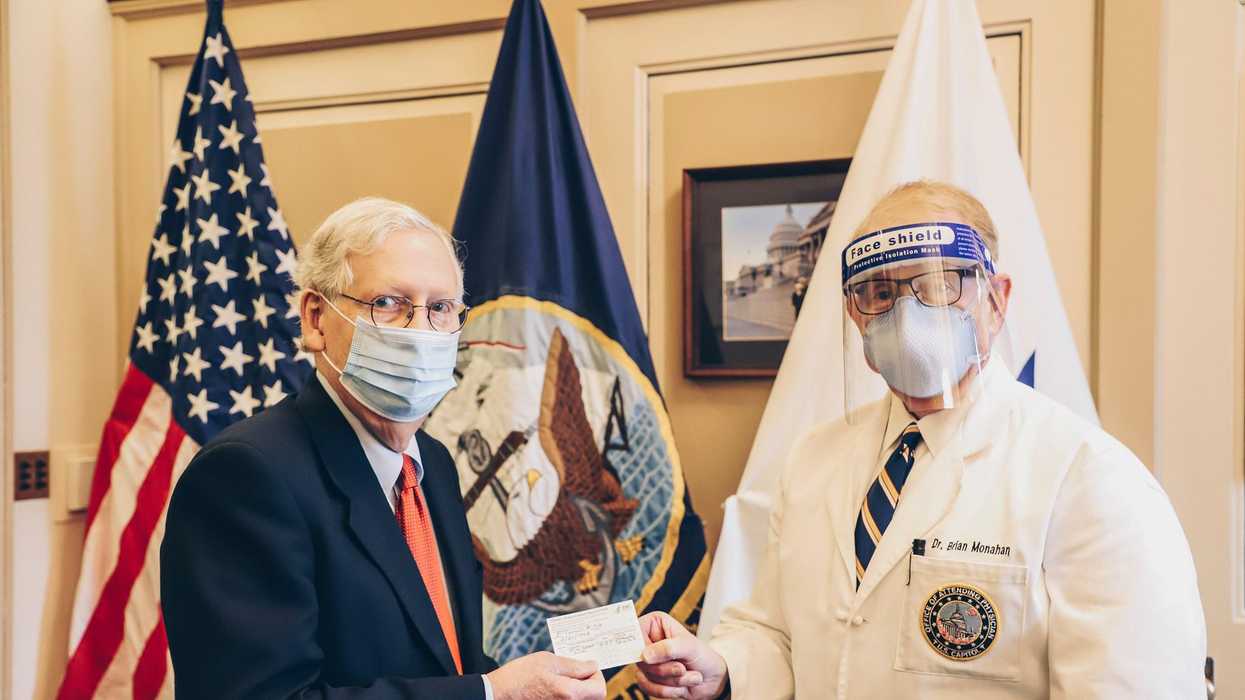 Senate Minority Leader Mitch McConnell receives the COVID-19 vaccine.