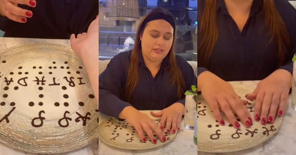 Blind Woman Overcome With Emotion After Restaurant Surprises Her With Braille Birthday Message
