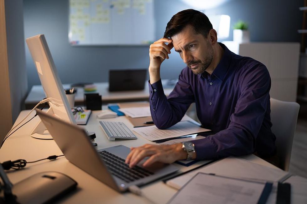 Man stressed about work