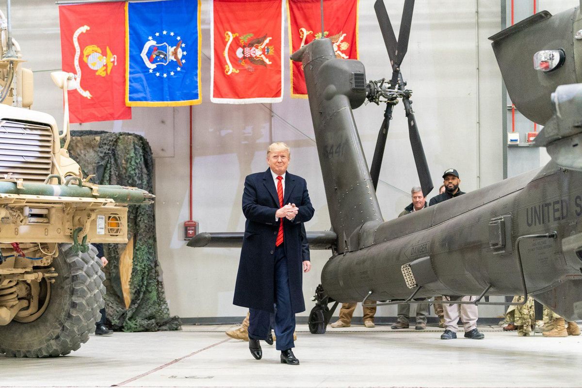 Former President Donald Trump visiting Afghanistan.