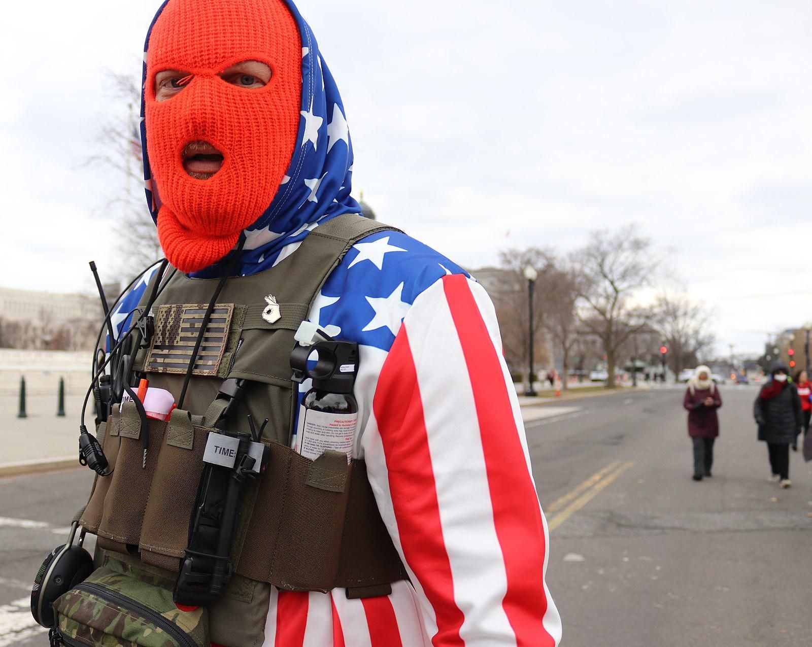 Capitol rioter marches in front of the US Supreme Court on January 6, 2021. 
