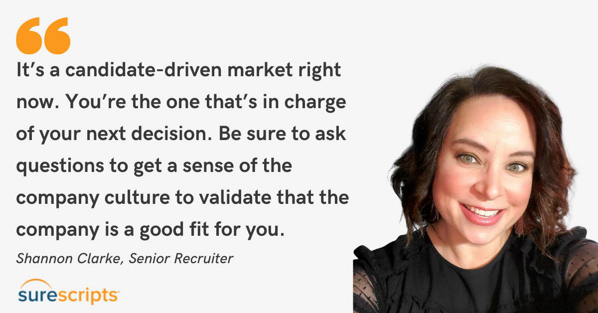 Blog post header with quote from Shannon Clarke, Senior Recruiter at Surescripts