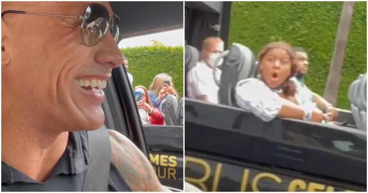 The Rock surprised a group of tourists near his house and their reaction is pure joy