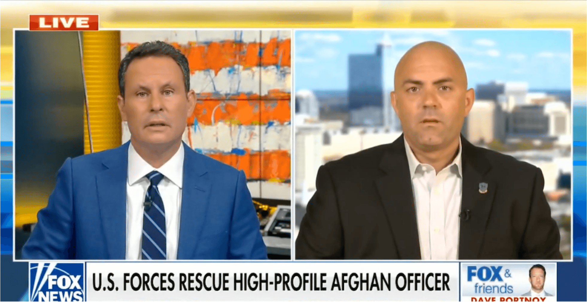Former Army Special Forces commander Ryan Brummond, right, on Fox News with Brian Kilmeade.