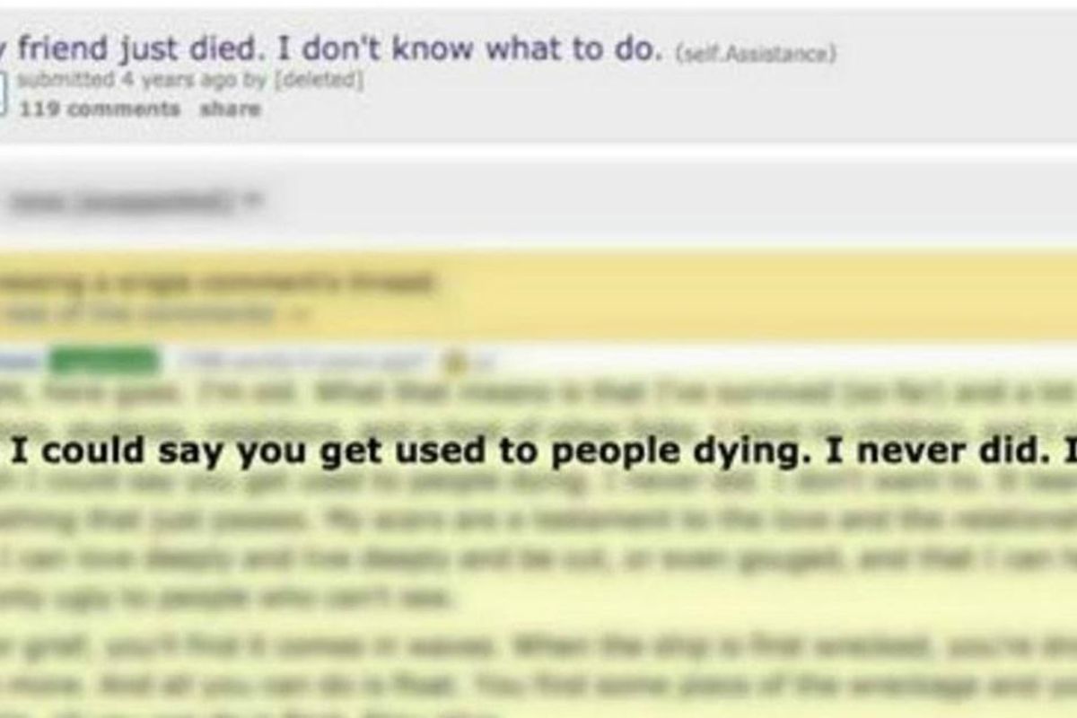 Response to person grieving for friend might be best internet comment of all time