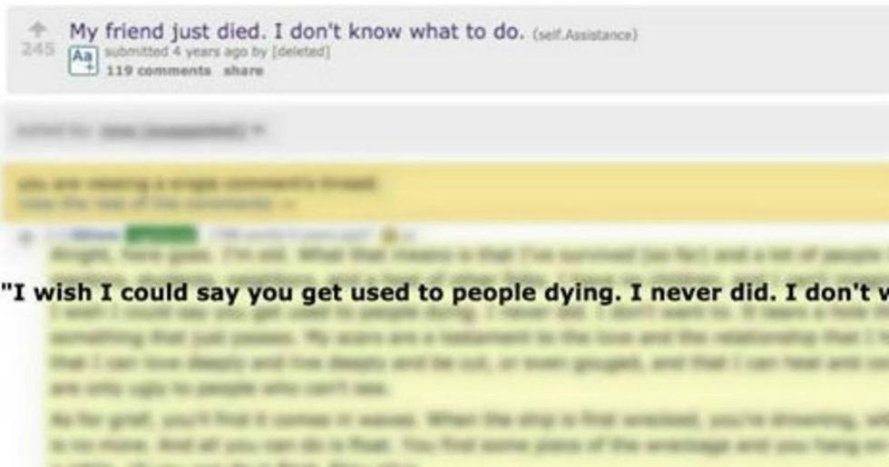 Response to person grieving for friend might be best internet comment of all time