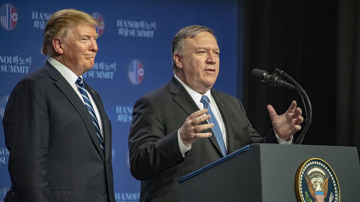 Former Secretary of State Mike Pompeo, right, and former President Trump.
