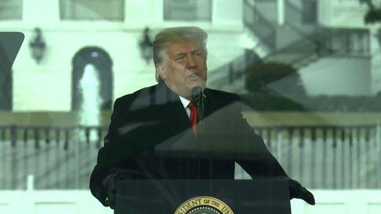 Former President Trump speaking at the rally before the January 6 Capitol insurrection.