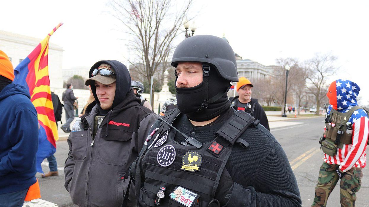 Proud Boys at the Capitol insurrection on January 6, 2021.