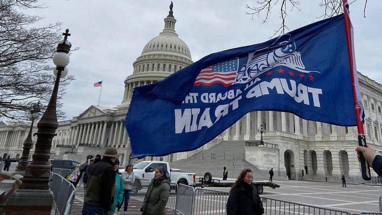 Pro-Trump flag at the Capitol on January 6, 2021.