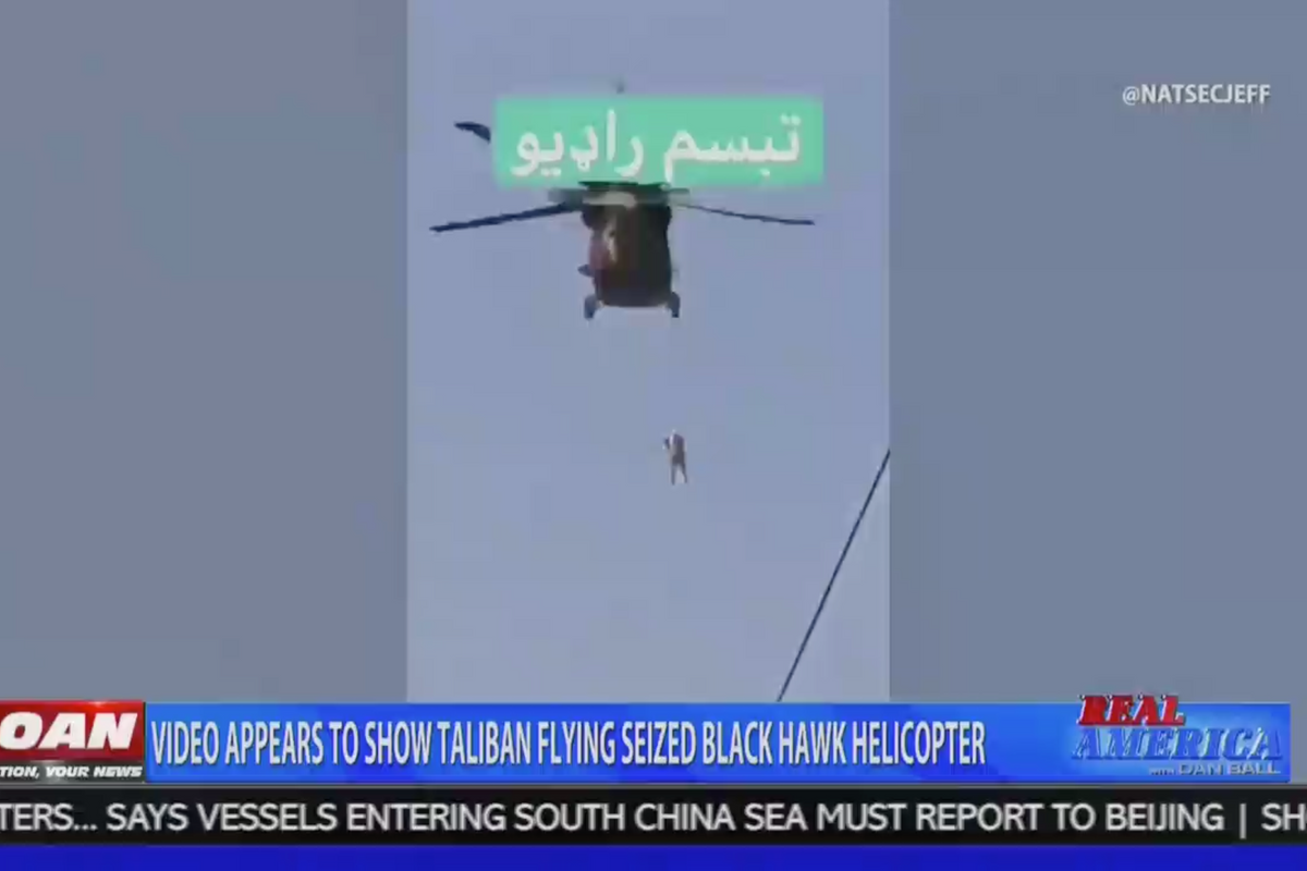 OAN displays debunked Afghanistan helicopter video. 