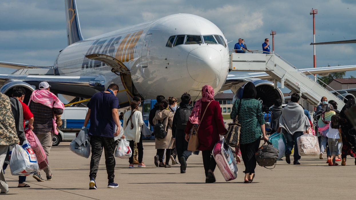 Afghan evacuees on their way to the US. 