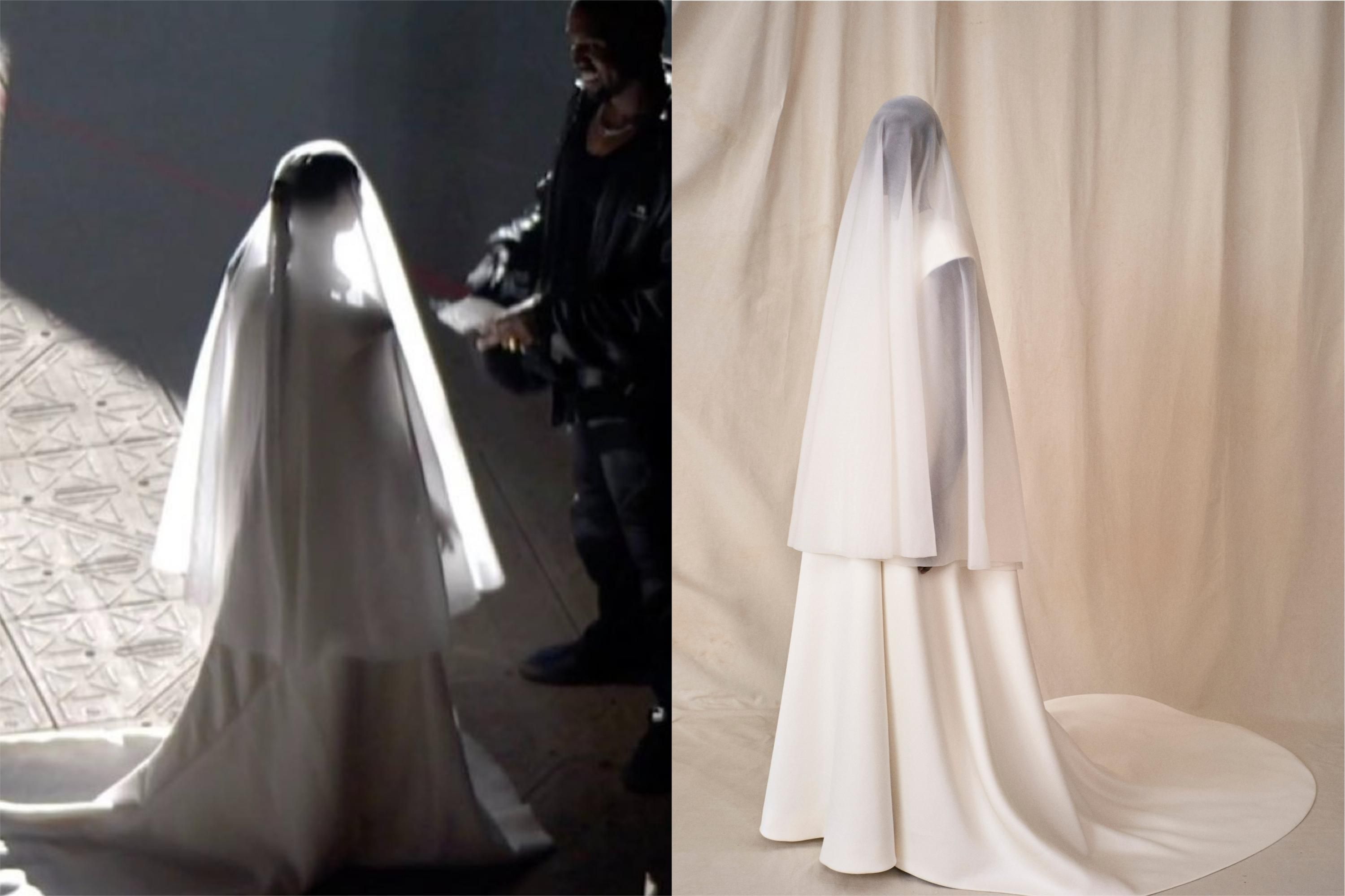 Kim Kardashian swaps elegant wedding gown for racy fishnet stockings,  bridal-style underwear and a huge veil - Mirror Online