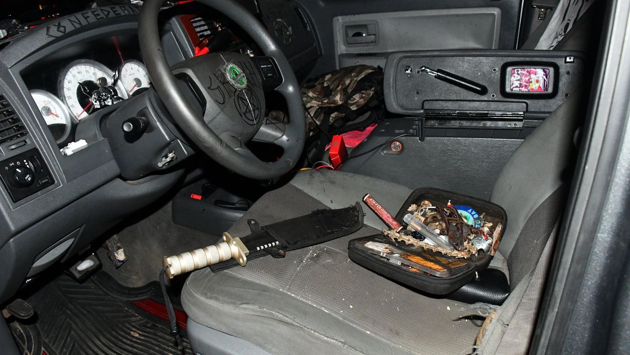 A machete and bayonet found inside Donald Craighead's vehicle outside of the DNC.