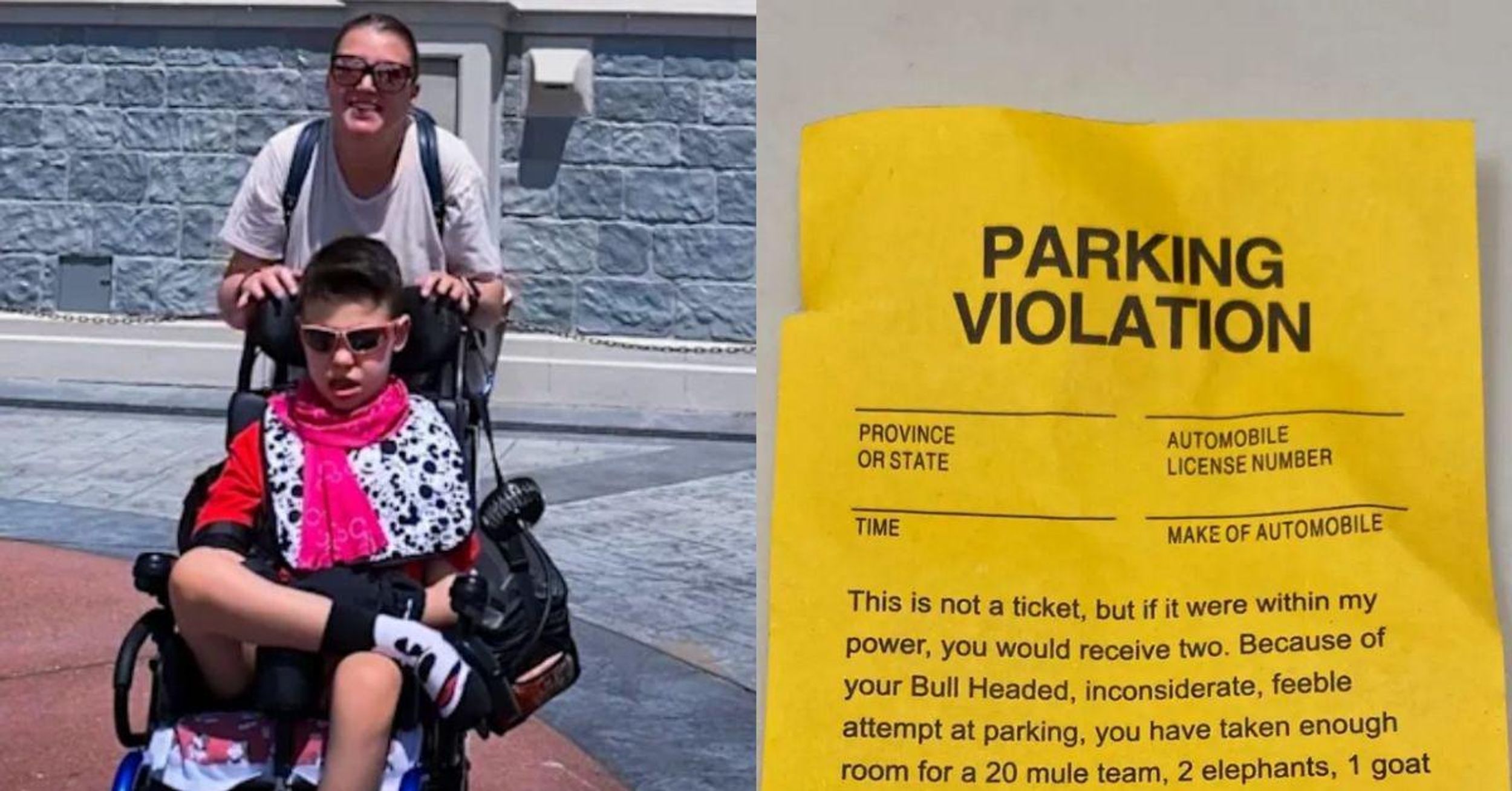 Mom Visiting Disney World With Disabled Son Receives Cruel Note After Taking Up Two Parking Spots