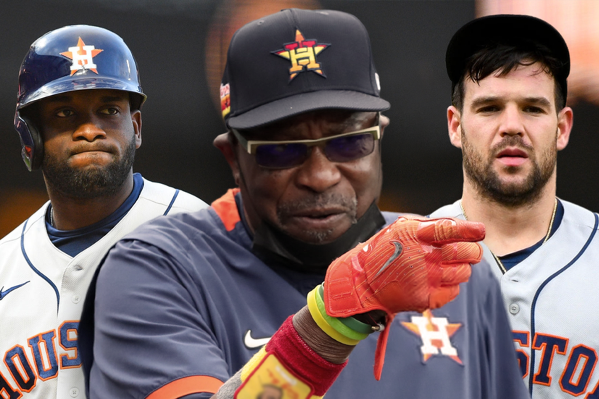 Astros Yordan Alvarez, Dusty Baker, Chas McCormick