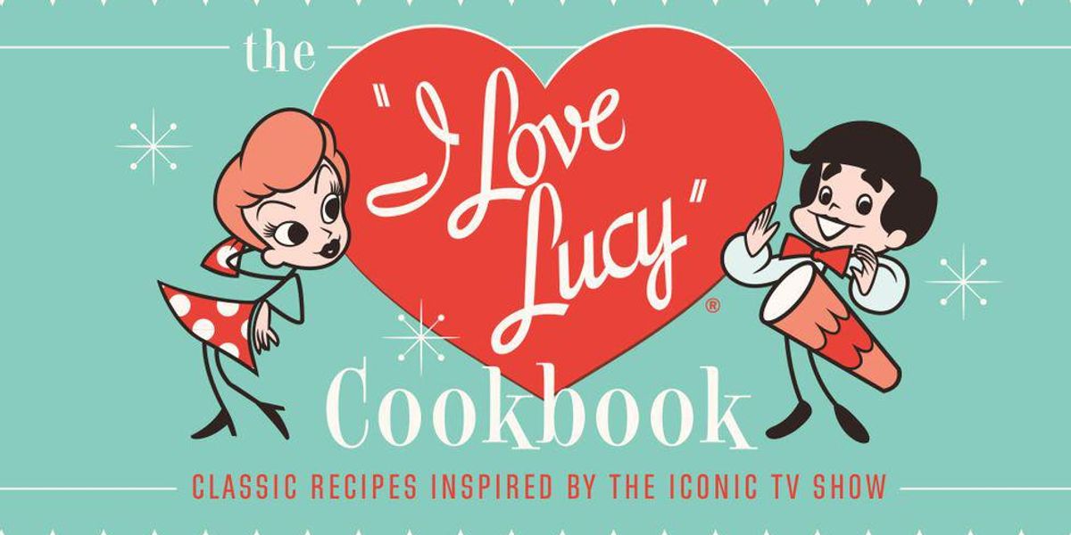 The cover of The I Love Lucy Cookbook has a vintage look inspired by the classic TV show