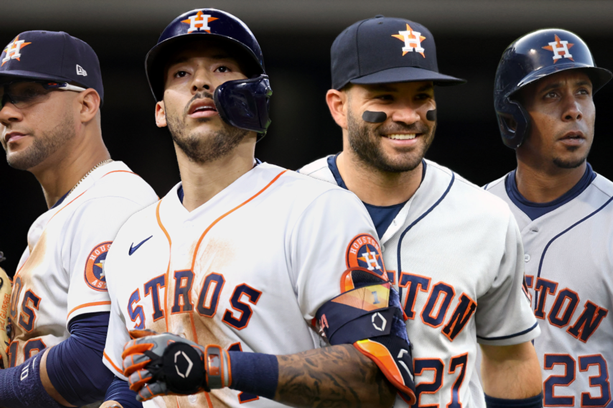 Astros Yuli Gurriel, Carlos Correa, Jose Altuve, Michael Brantley