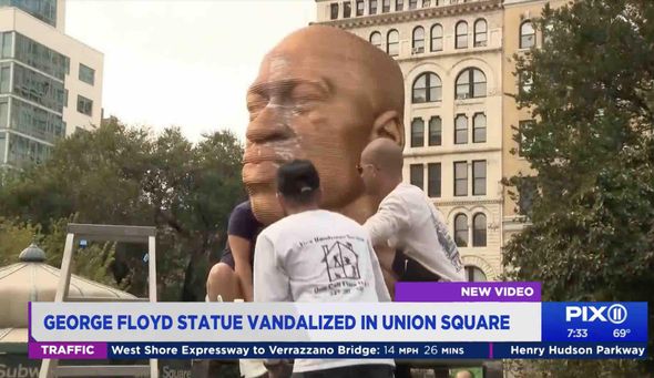 George Floyd monument defaced by paint can-wielding skateboarder in New York City; Hate Crime Task Force investigating