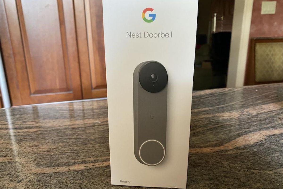 Google Nest Doorbell (battery) box on a countertop