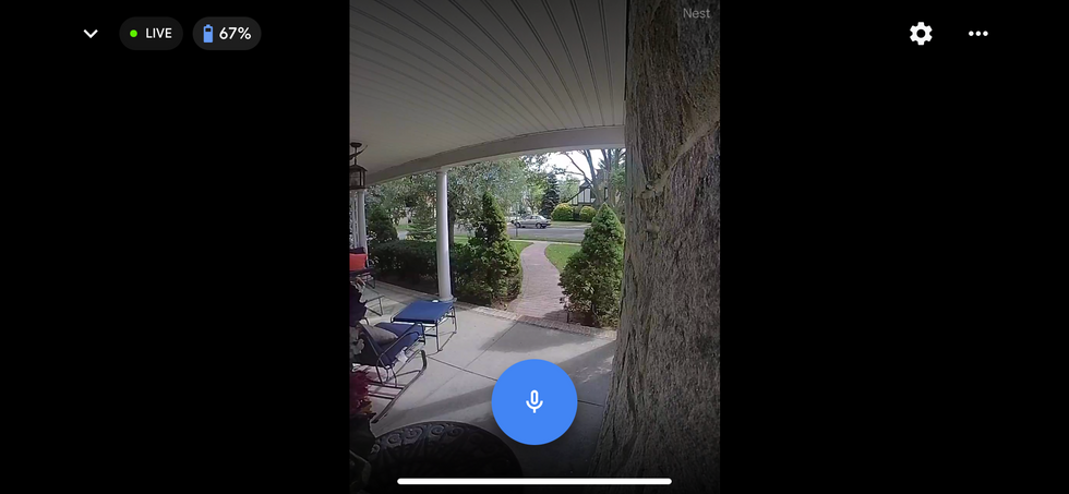 Horizontal view in Google Home app of Nest Doorbell FOV