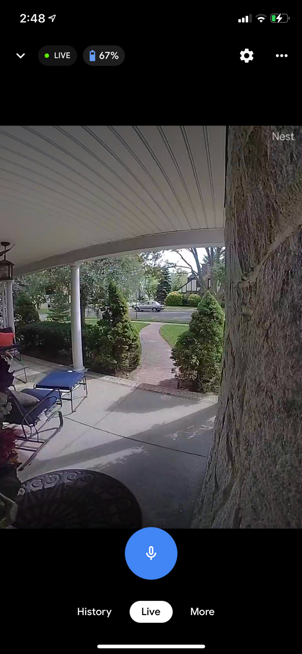 Day time view from Nest doorbell in app