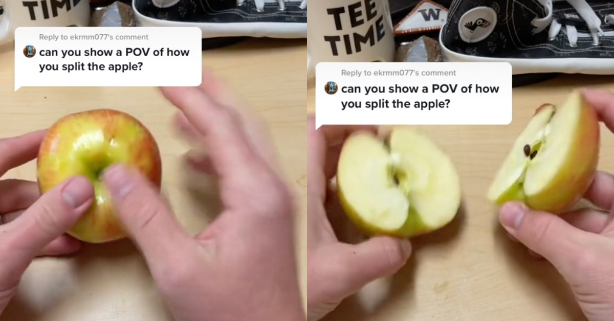 Elementary School Teacher Wows TikTok With Trick For Splitting An Apple In Half Without A Knife