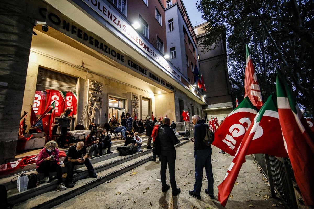 cgil sindacati roma manifestazione no green pass