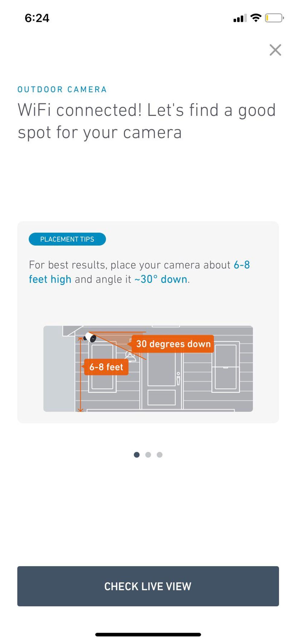 SimpliSafe app showing where to install outdoor security camera