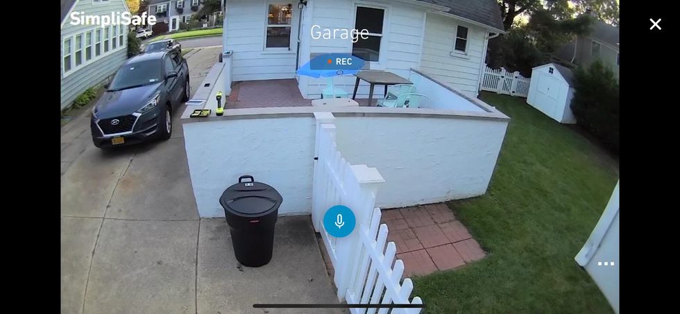 View from SimpliSafe Outdoor Camera on a garage.